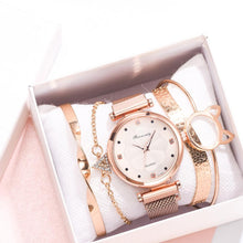 Load image into Gallery viewer, Fashion 5pcs Set Women Watches Luxury Magnet Buckle Flower Rhinestone Watch Ladies Quartz Wrist Watch Bracelet Set Reloj Mujer - 3rd society clothing