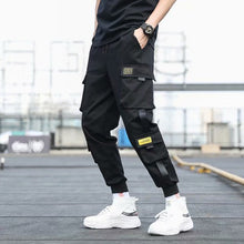 Load image into Gallery viewer, Men's Side Pockets Cargo Harem Pants 2021 Ribbons Black Hip Hop Casual Male Joggers Trousers Fashion Casual Streetwear Pants - 3rd society clothing