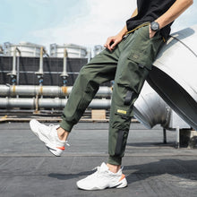 Load image into Gallery viewer, Men's Side Pockets Cargo Harem Pants 2021 Ribbons Black Hip Hop Casual Male Joggers Trousers Fashion Casual Streetwear Pants - 3rd society clothing